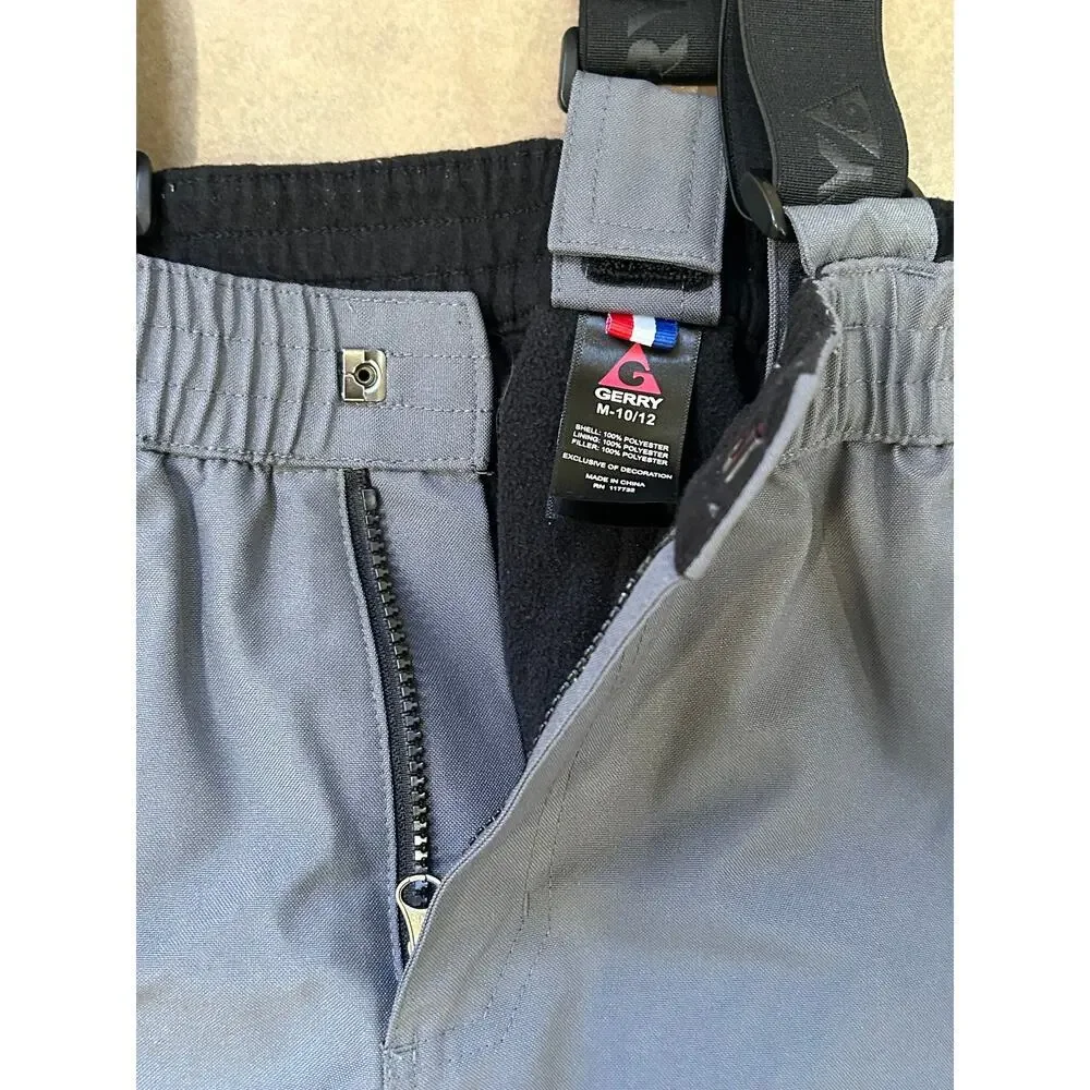 Gerry Kid's Snow Ski Pants‎ w/ Suspenders in Gray Sz YM 10/12